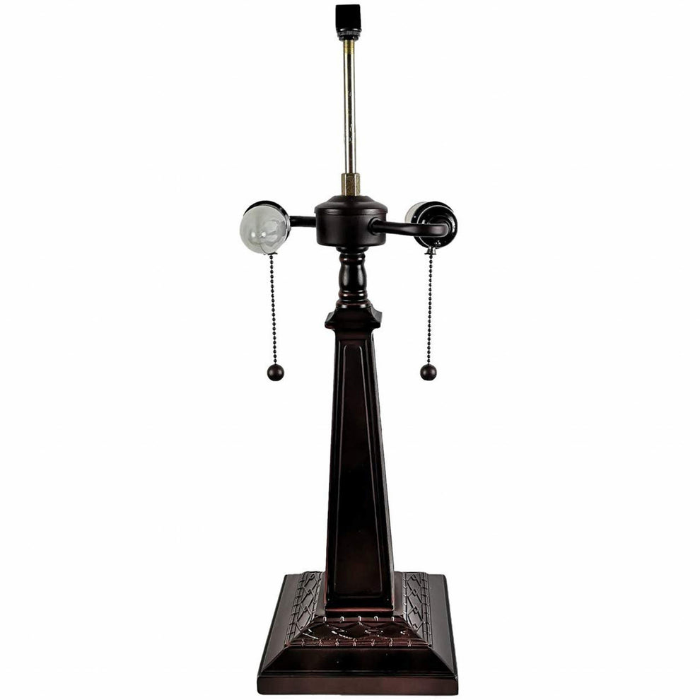 23" White Amber and Brown Stained Glass Two Light Mission Style Table Lamp By Homeroots | Table Lamps | Modishstore - 5