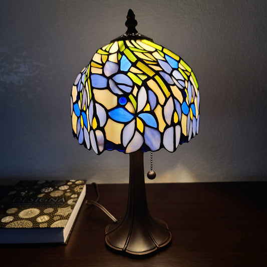 15" Tiffany Style Blue Floral Table Lamp By Homeroots | Table Lamps | Modishstore