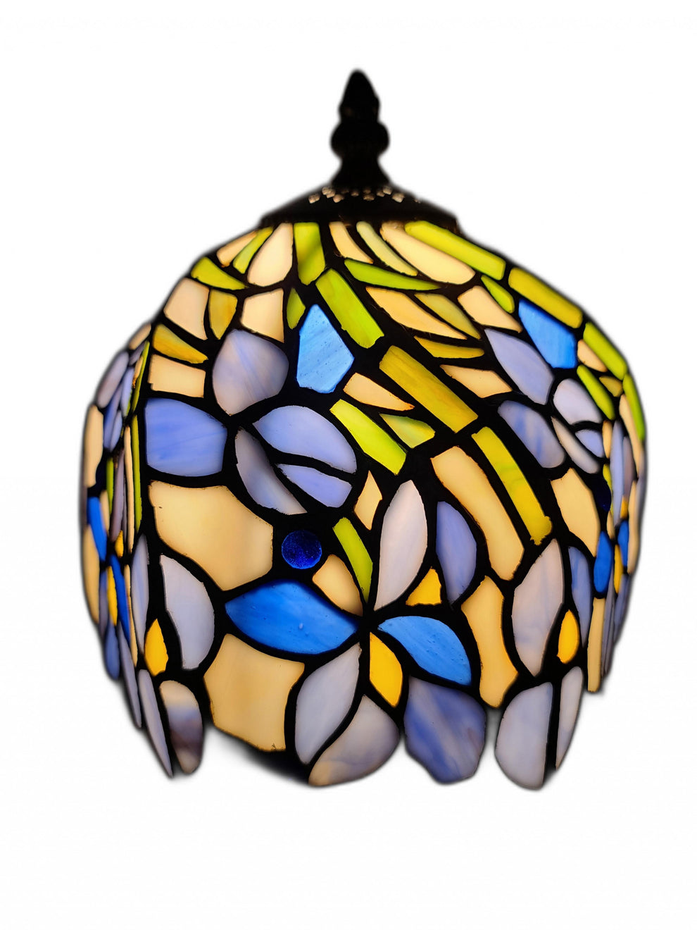 15" Tiffany Style Blue Floral Table Lamp By Homeroots | Table Lamps | Modishstore - 6