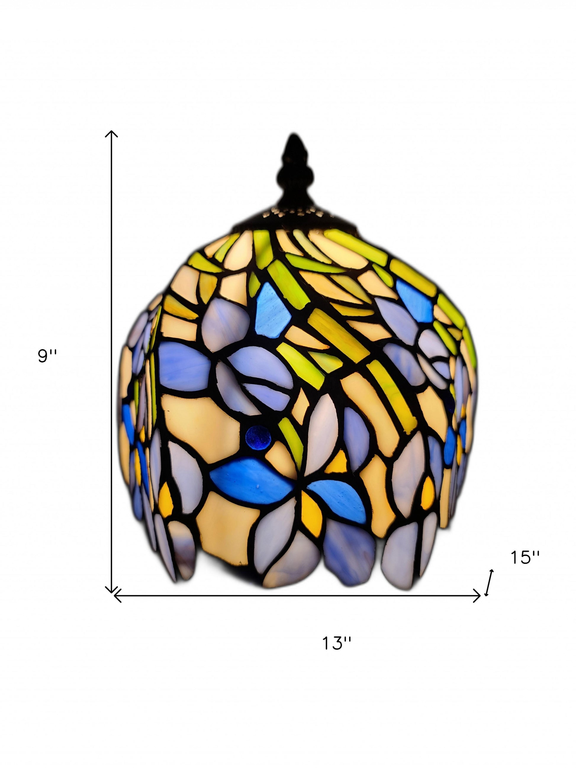 15" Tiffany Style Blue Floral Table Lamp By Homeroots | Table Lamps | Modishstore - 7