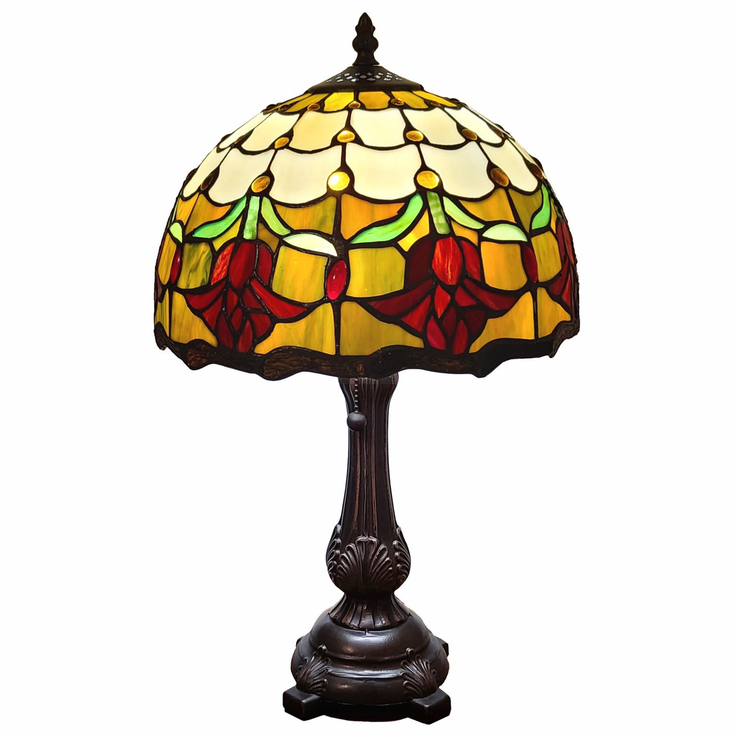19" Tiffany Style Red Tulips Table Lamp By Homeroots | Table Lamps | Modishstore