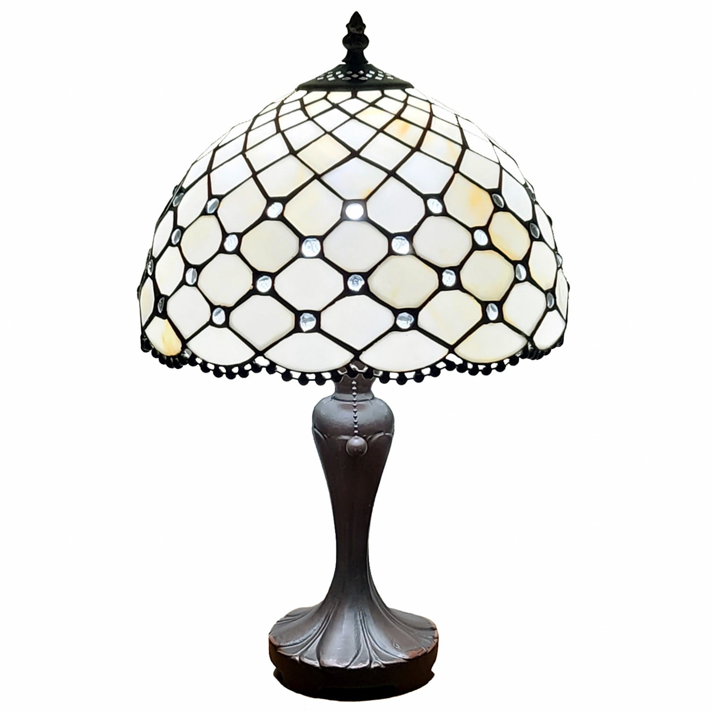 19" Tiffany Style Jeweled Glass Shade Table Lamp By Homeroots | Table Lamps | Modishstore - 2