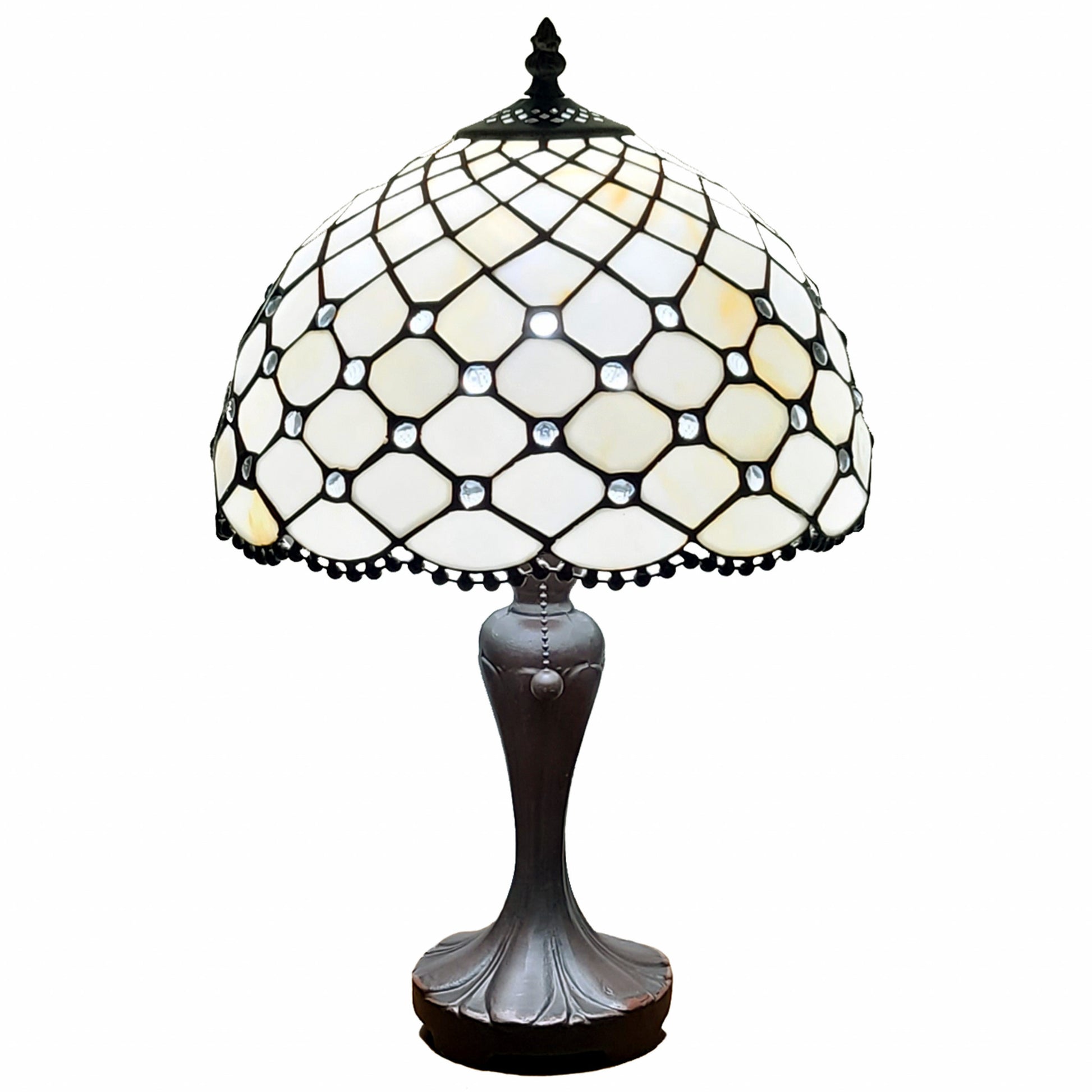 19" Tiffany Style Jeweled Glass Shade Table Lamp By Homeroots | Table Lamps | Modishstore