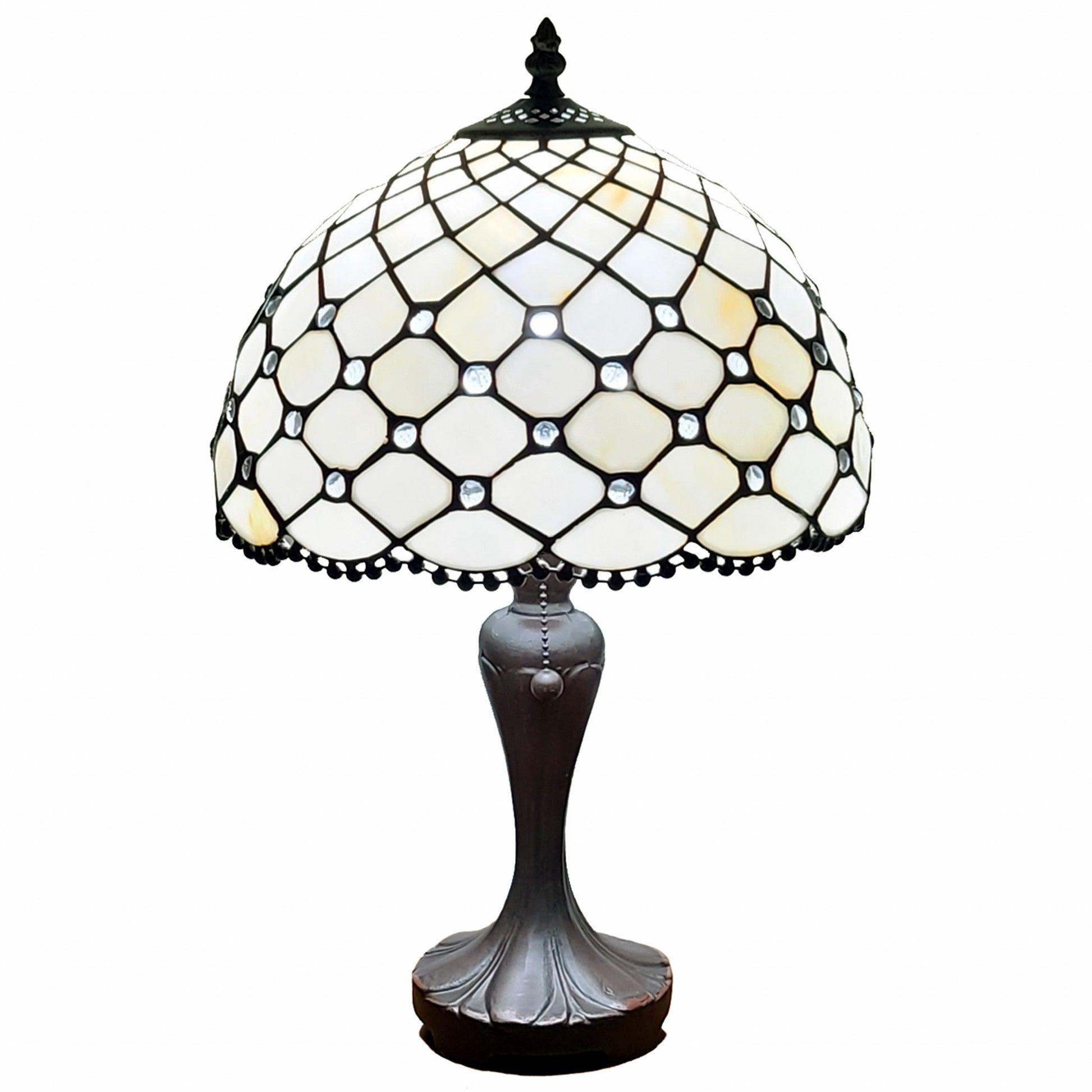 19" Tiffany Style Jeweled Glass Shade Table Lamp By Homeroots | Table Lamps | Modishstore - 2
