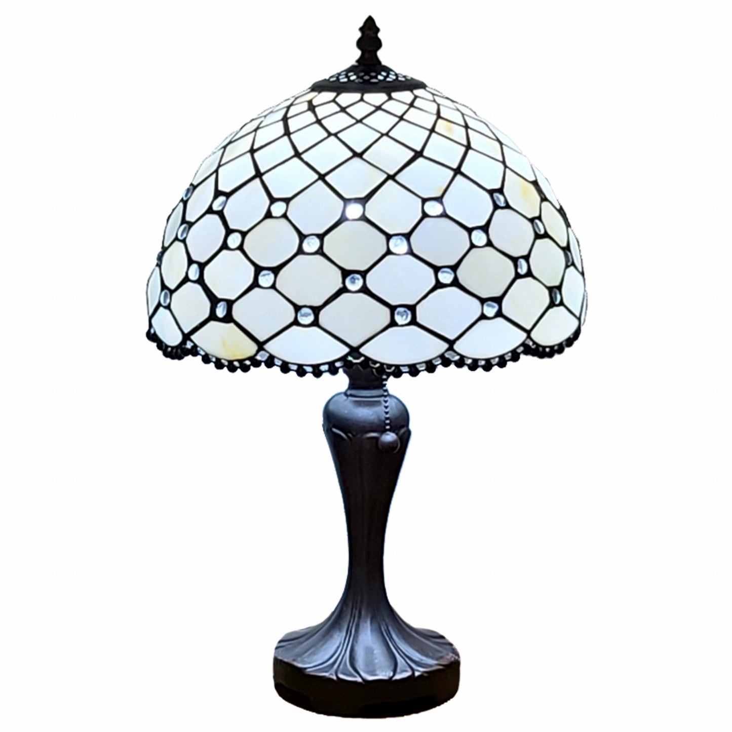 19" Tiffany Style Jeweled Glass Shade Table Lamp By Homeroots | Table Lamps | Modishstore - 5