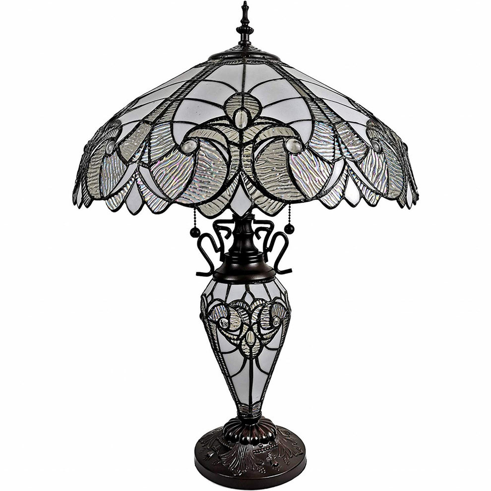 23" Stained Glass Two Light Flowery Vintage Table Lamp By Homeroots | Table Lamps | Modishstore - 4