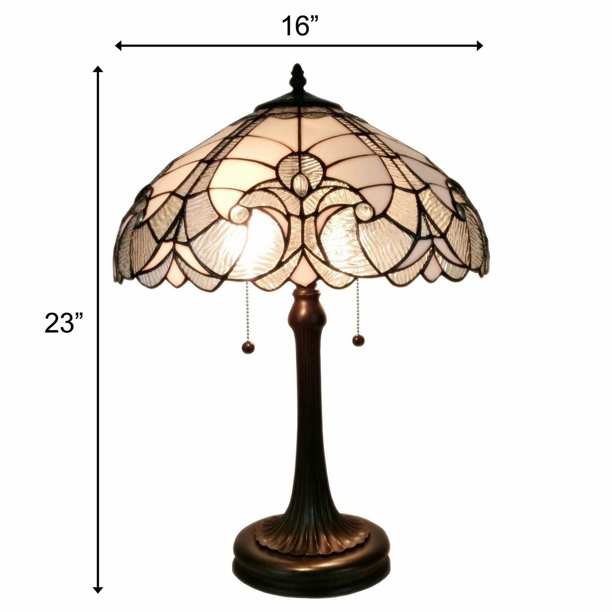 23" Stained Glass Two Light Vintage Antique Accent Table Lamp By Homeroots | Table Lamps | Modishstore - 4