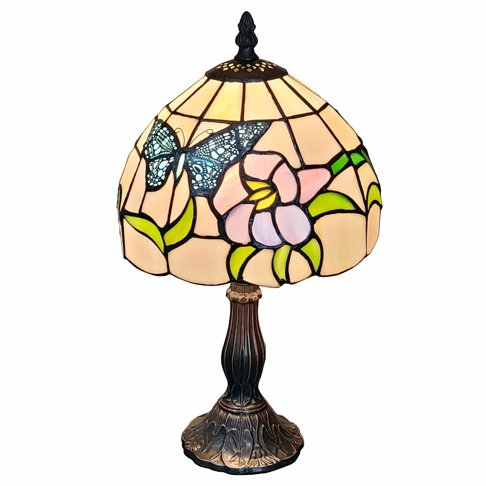 15" Tiffany Style Stained Glass Blue Butterfly Table Lamp By Homeroots | Table Lamps | Modishstore - 2