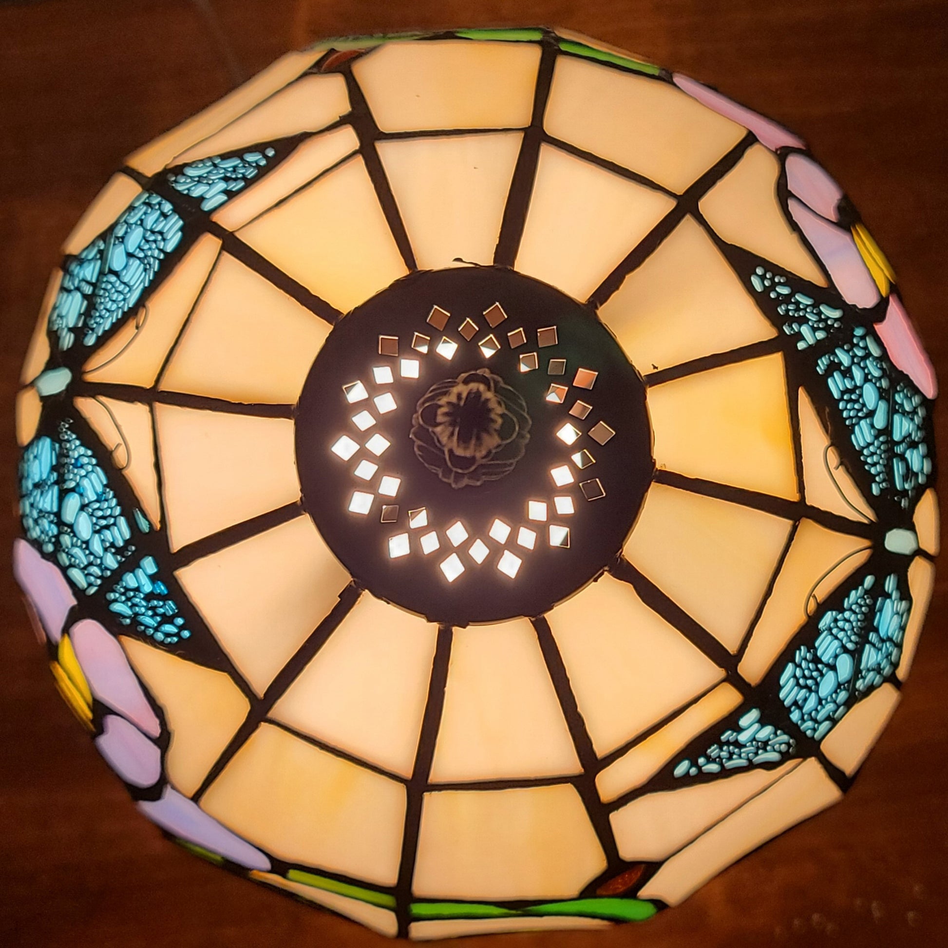 15" Tiffany Style Stained Glass Blue Butterfly Table Lamp By Homeroots | Table Lamps | Modishstore - 3