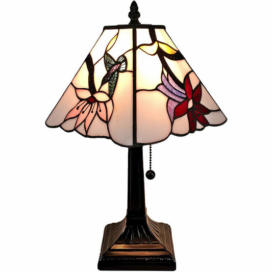 15" Tiffany Style Red Floral Hummingbird Table Lamp By Homeroots | Table Lamps | Modishstore