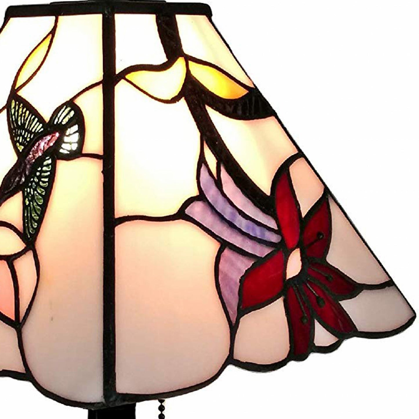 15" Tiffany Style Red Floral Hummingbird Table Lamp By Homeroots | Table Lamps | Modishstore - 3
