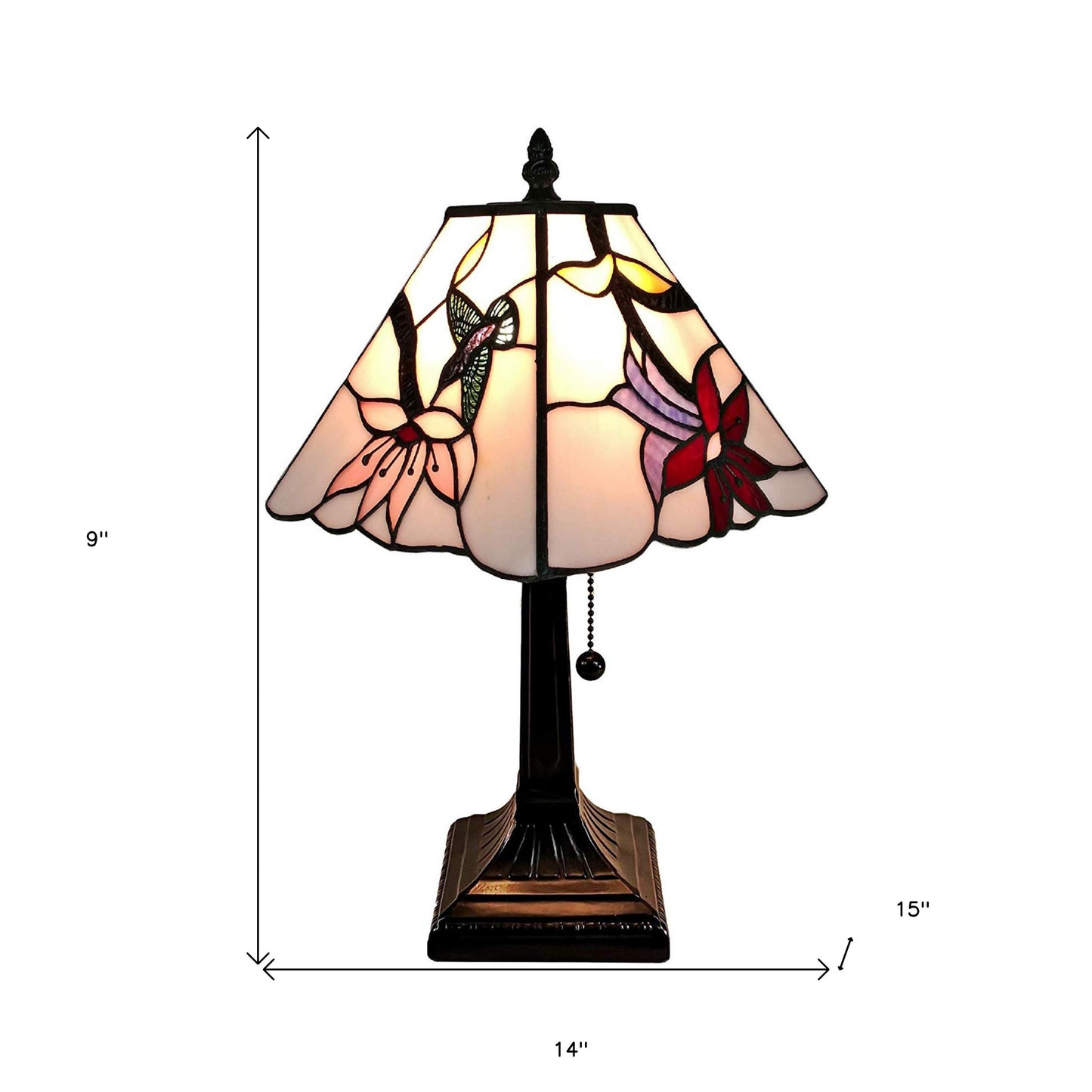 15" Tiffany Style Red Floral Hummingbird Table Lamp By Homeroots | Table Lamps | Modishstore - 5