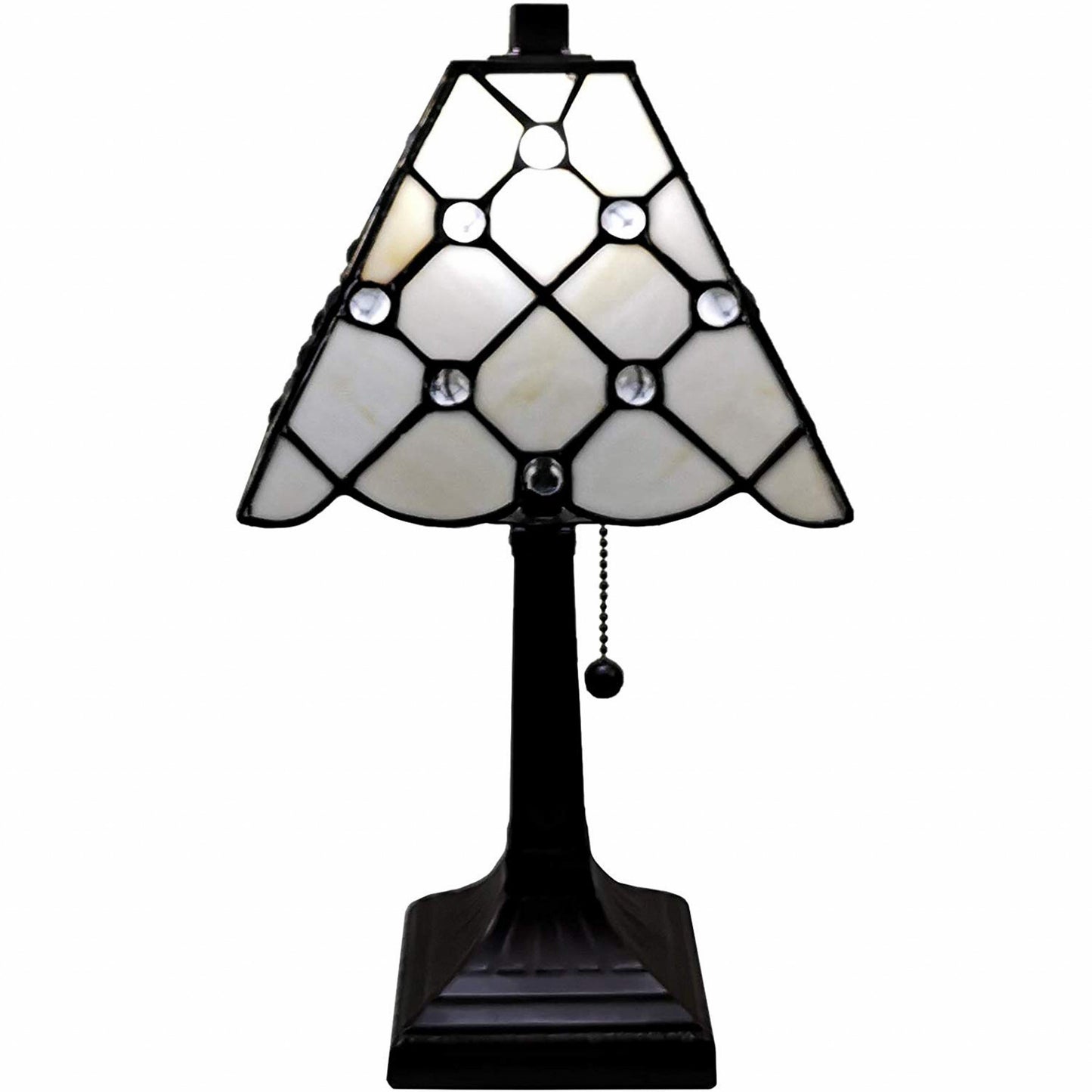 15" Tiffany Style White Stained Glass with Crystals Table Lamp By Homeroots | Table Lamps | Modishstore - 2