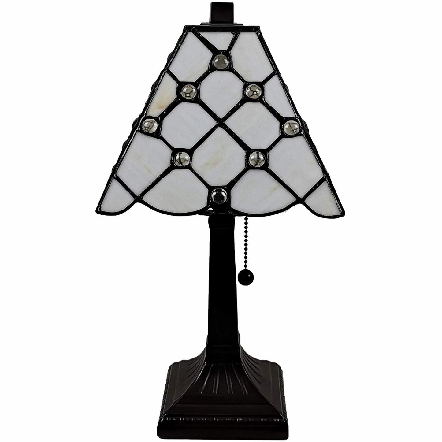 15" Tiffany Style White Stained Glass with Crystals Table Lamp By Homeroots | Table Lamps | Modishstore - 3