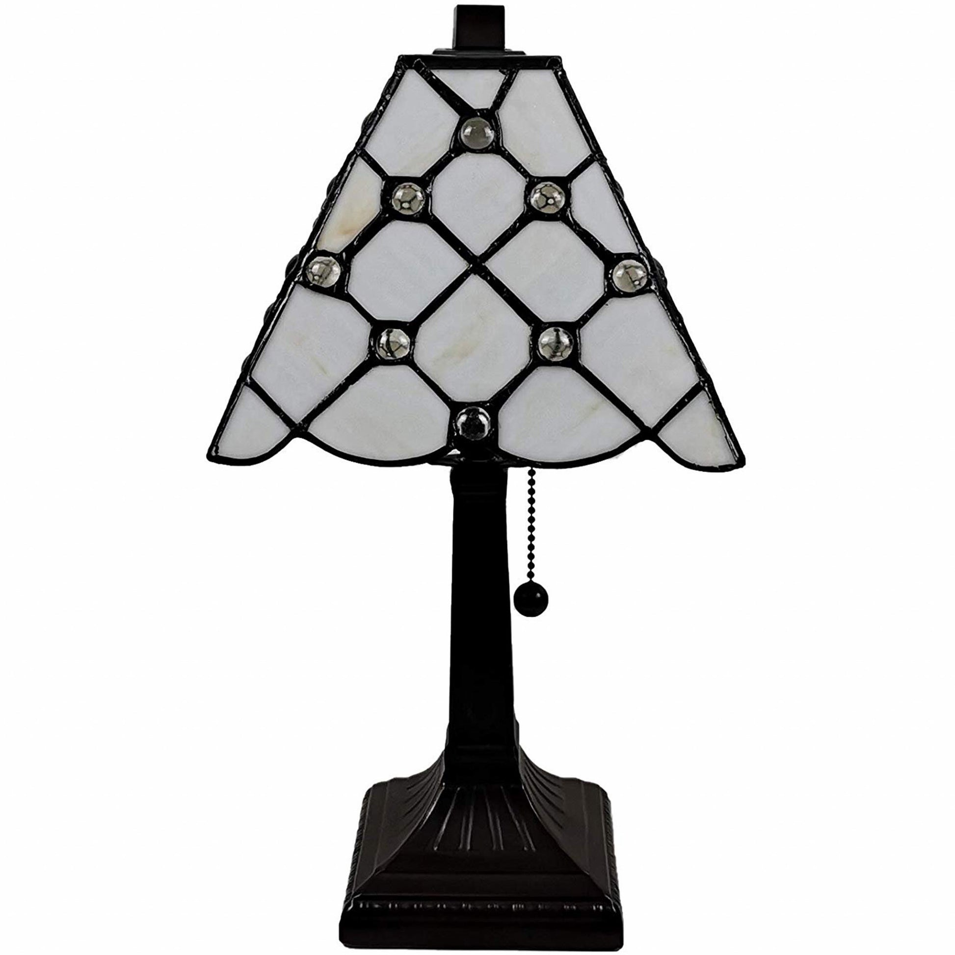 15" Tiffany Style White Stained Glass with Crystals Table Lamp By Homeroots | Table Lamps | Modishstore - 3