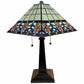 23" Stained Glass Two Light Mission Style Table Lamp with Floral Glass Shade By Homeroots | Table Lamps | Modishstore - 3