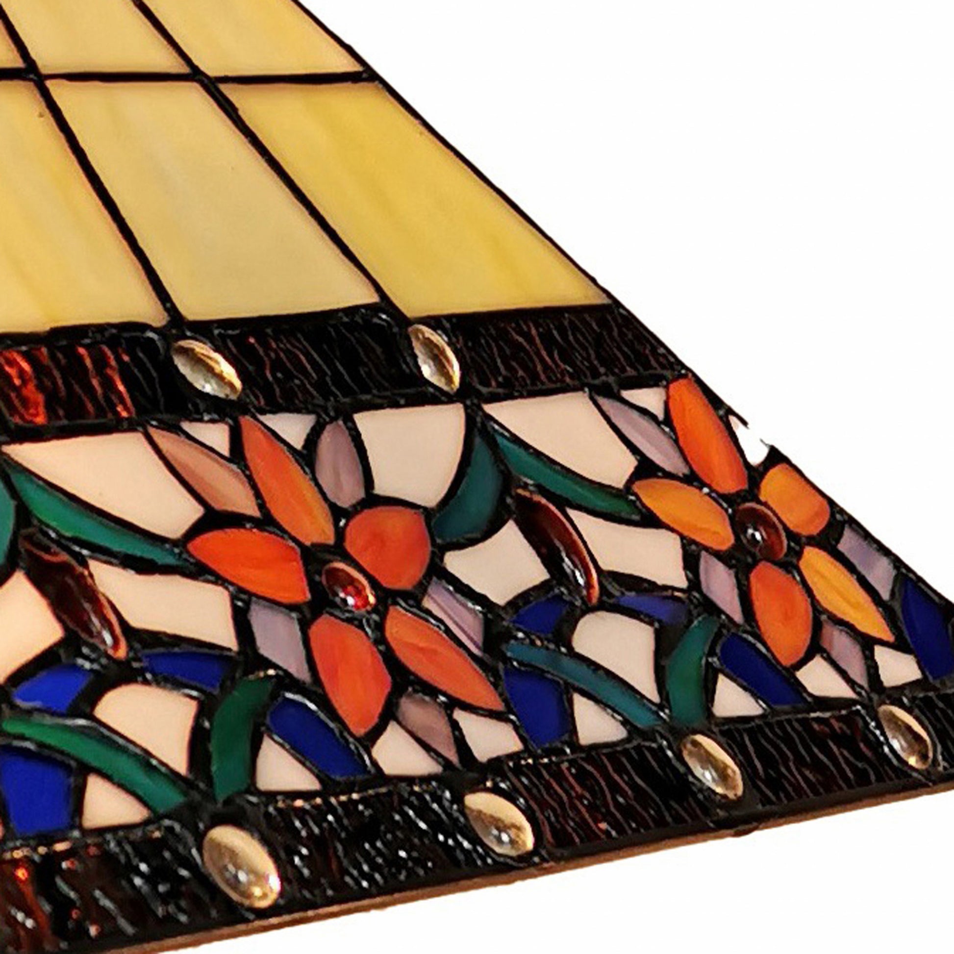 23" Stained Glass Two Light Mission Style Table Lamp with Floral Glass Shade By Homeroots | Table Lamps | Modishstore - 4