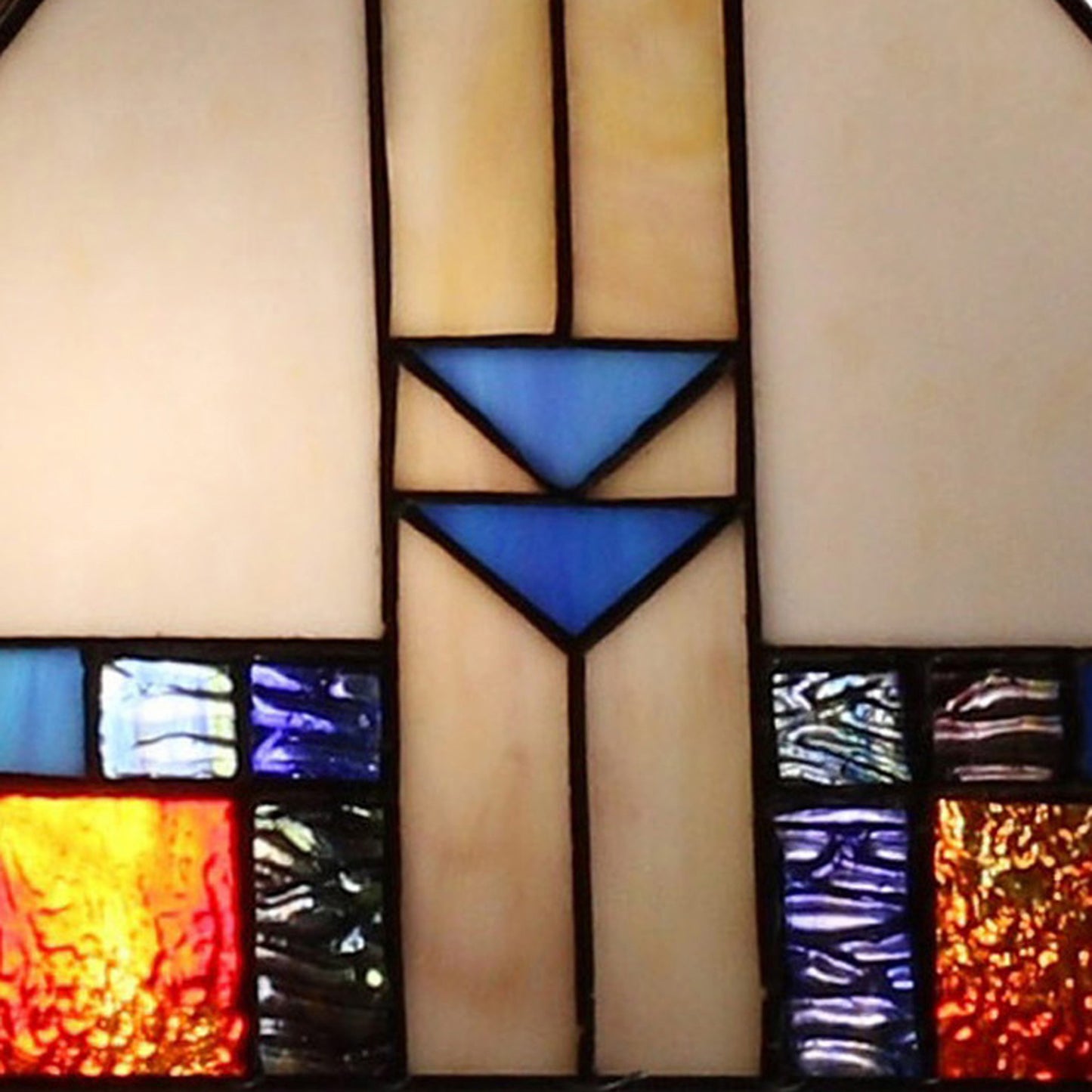 23" Cream Amber and Teal Arrow Stained Glass Two Light Mission Style Table Lamp By Homeroots | Table Lamps | Modishstore - 4