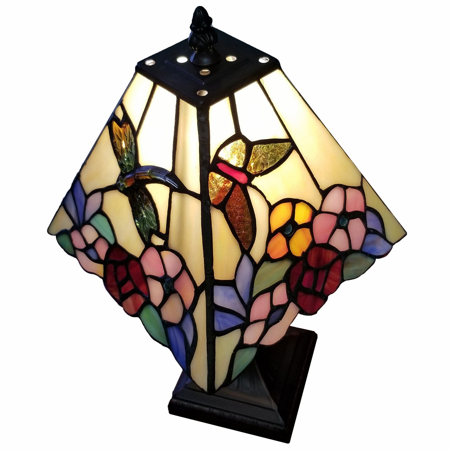 15" Tiffany Style Hummingbird Multi Flower Table Lamp By Homeroots | Table Lamps | Modishstore - 5