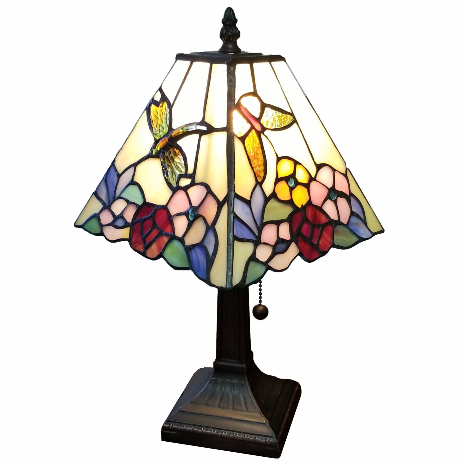15" Tiffany Style Hummingbird Multi Flower Table Lamp By Homeroots | Table Lamps | Modishstore - 6