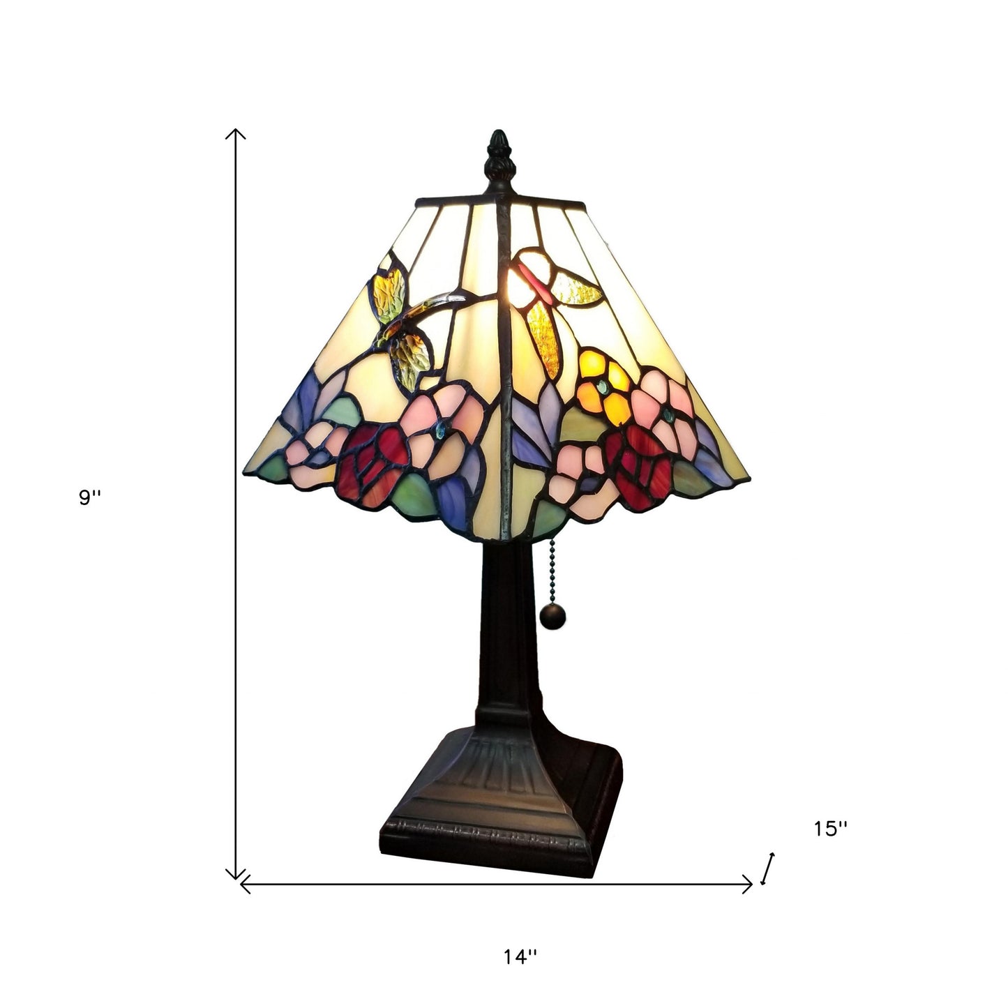 15" Tiffany Style Hummingbird Multi Flower Table Lamp By Homeroots | Table Lamps | Modishstore - 7