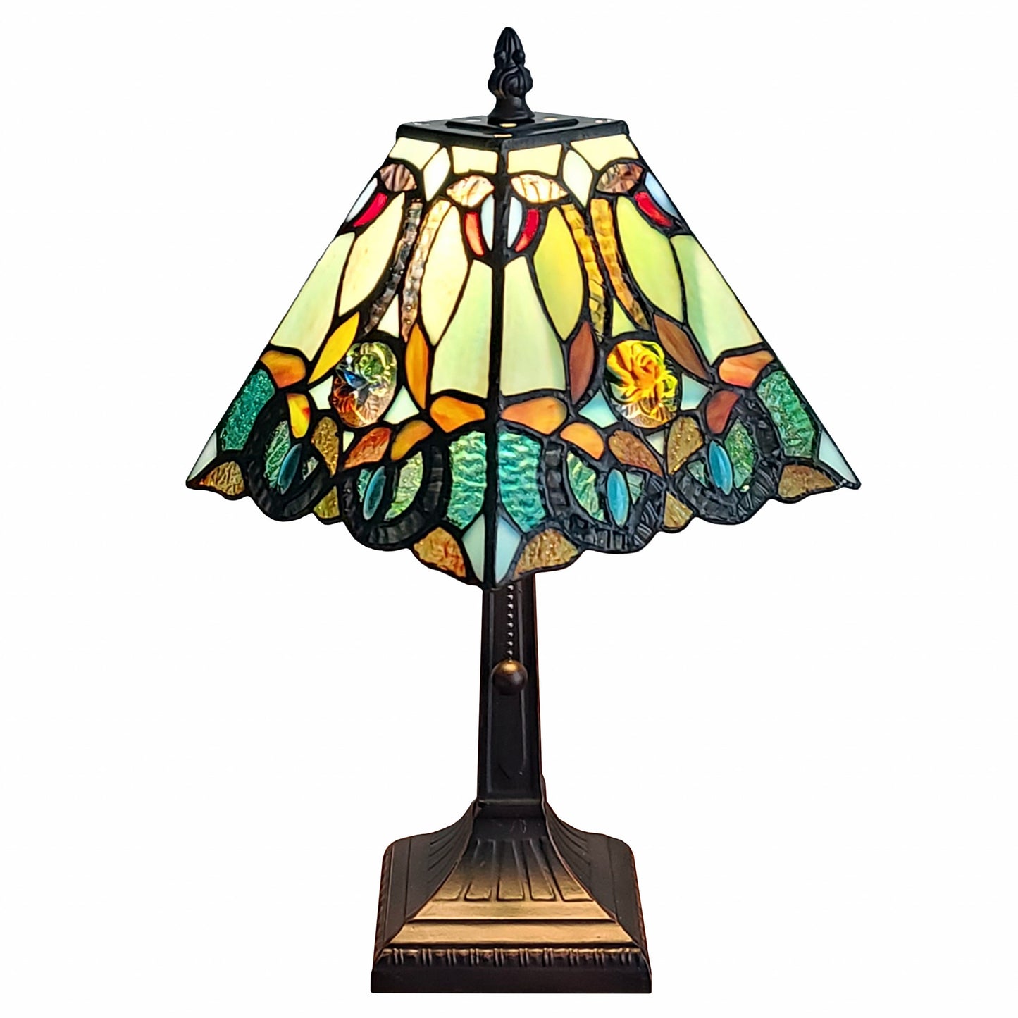 15" Tiffany Style Vintage Abstract Teal Table Lamp By Homeroots | Table Lamps | Modishstore