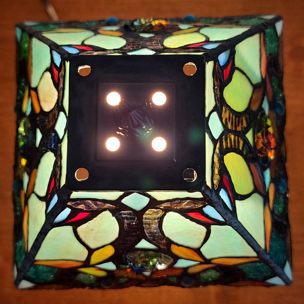 15" Tiffany Style Vintage Abstract Teal Table Lamp By Homeroots | Table Lamps | Modishstore - 3