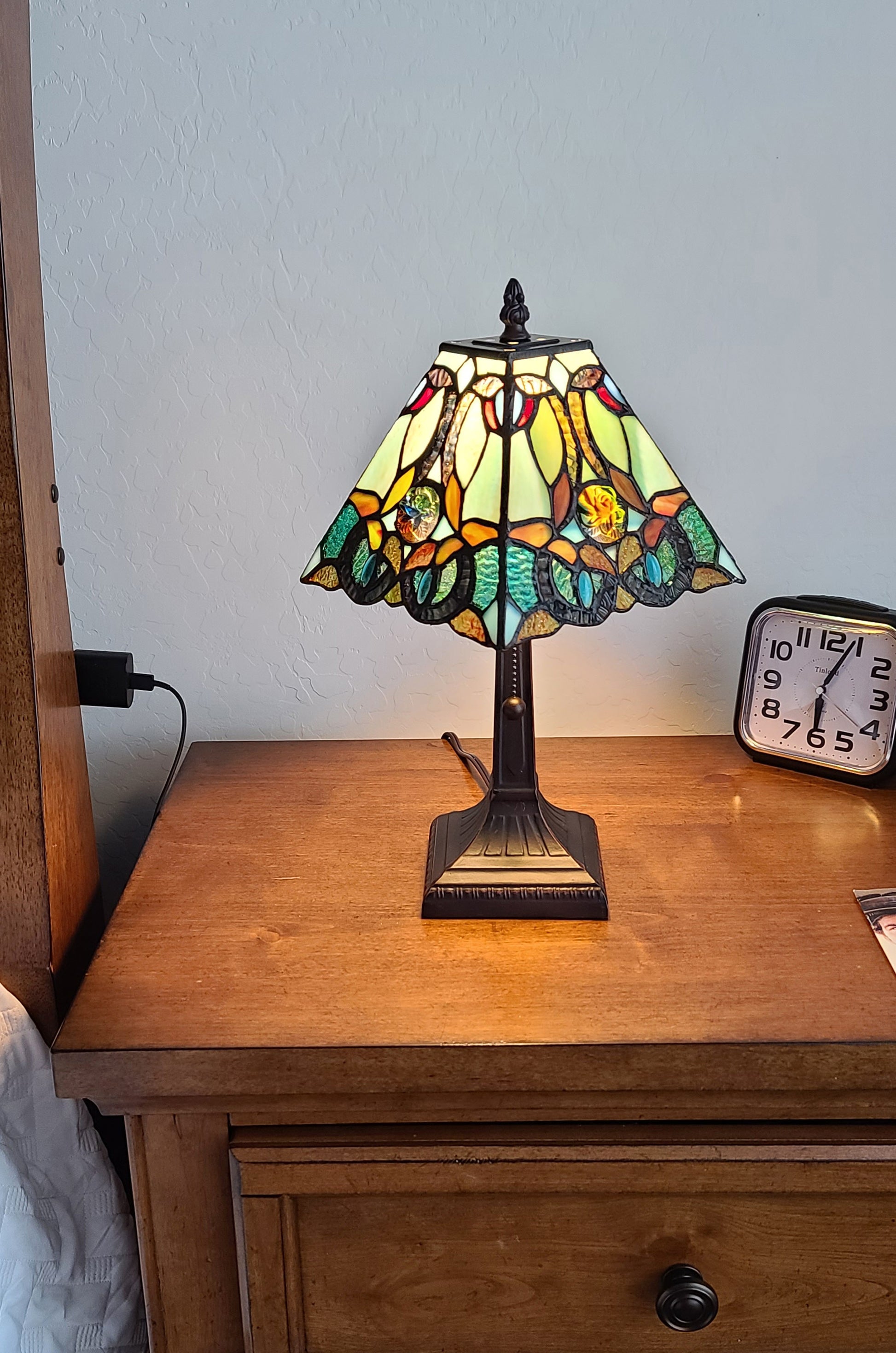15" Tiffany Style Vintage Abstract Teal Table Lamp By Homeroots | Table Lamps | Modishstore - 3
