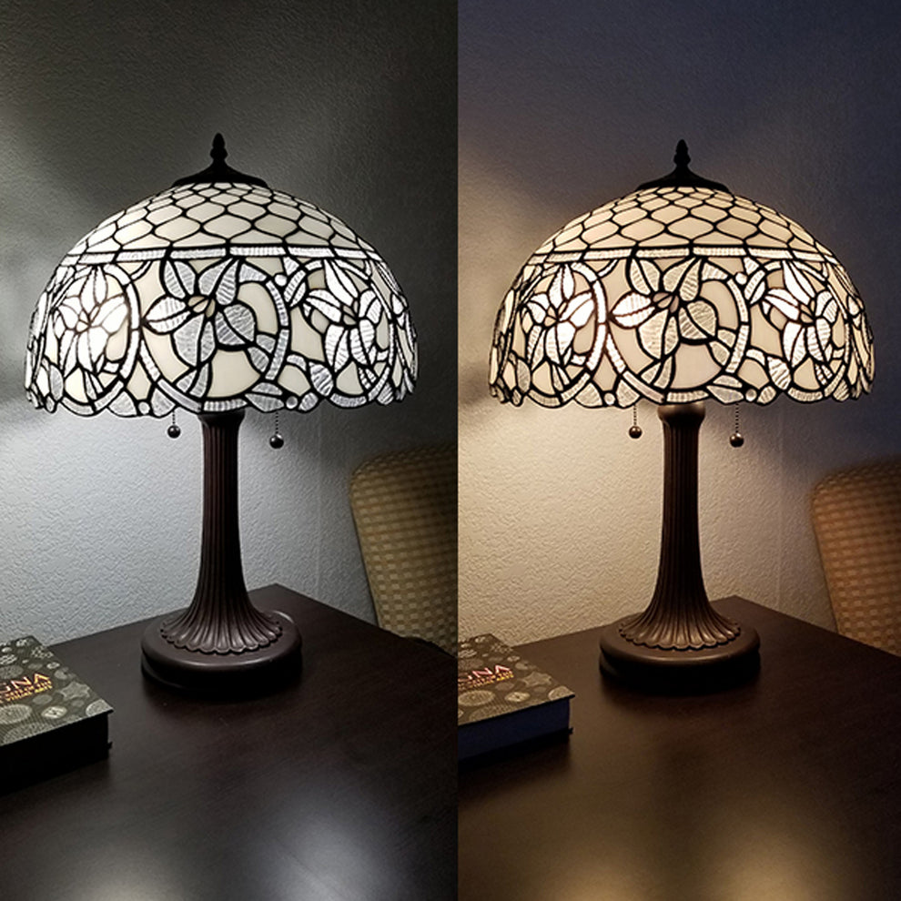 24" Stained Glass Two Light Flowery Accent Table Lamp By Homeroots | Table Lamps | Modishstore - 6