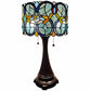 21" Stained Glass Two Light Jeweled Floral Drum Table Lamp By Homeroots | Table Lamps | Modishstore