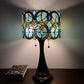 21" Stained Glass Two Light Jeweled Floral Drum Table Lamp By Homeroots | Table Lamps | Modishstore