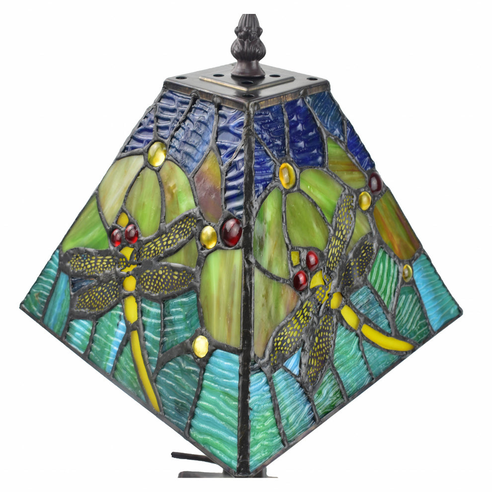 15" Tiffany Style Yellow Dragonflies Jeweled Table Lamp By Homeroots | Table Lamps | Modishstore - 4