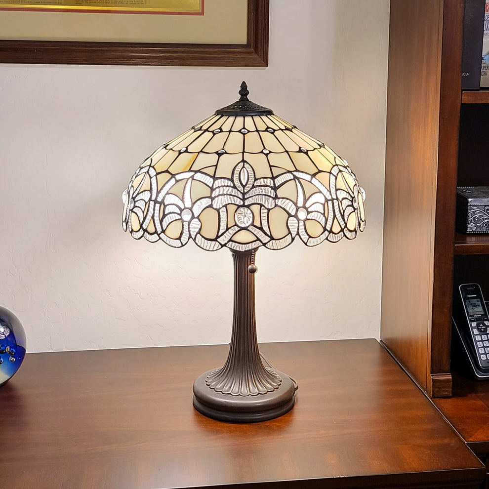 24" Stained Glass Two Light Stained Glass Two Light Accent Table Lamp By Homeroots | Table Lamps | Modishstore - 4