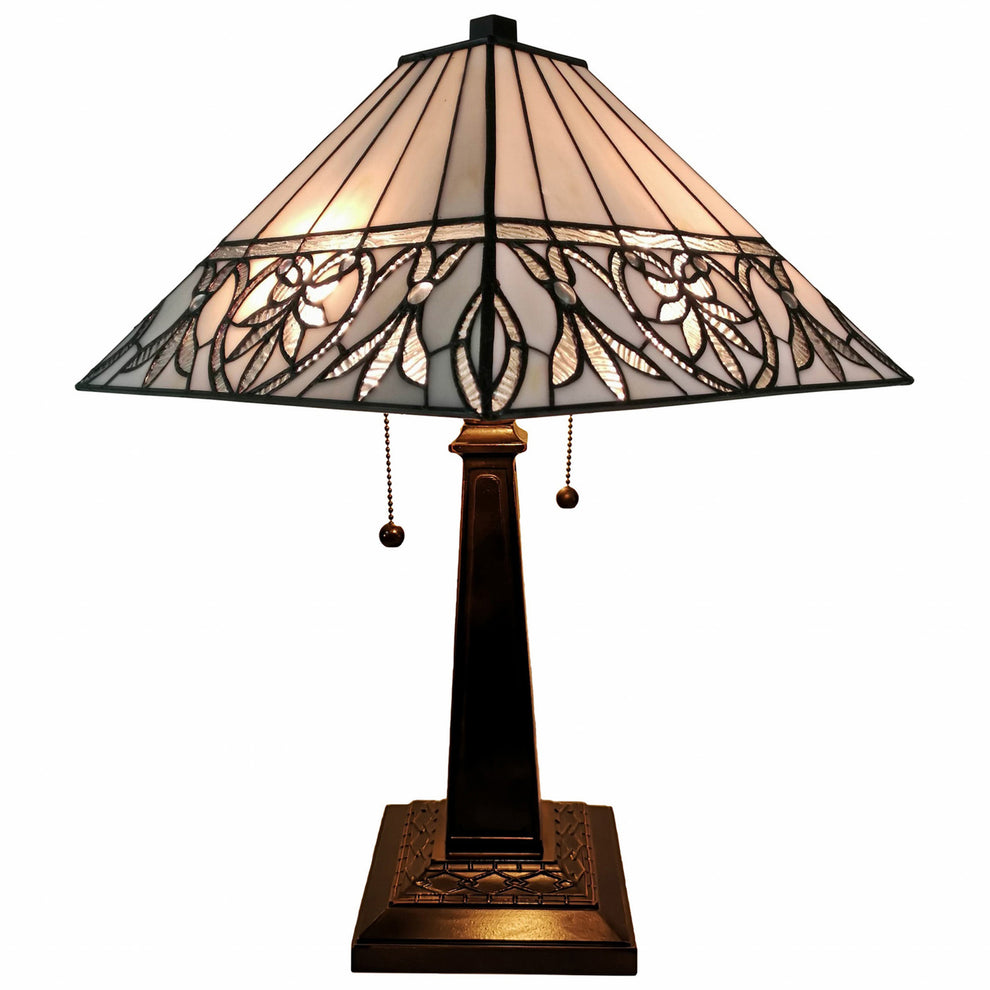 23" Stained Glass Butterfly Two Light Mission Style Table Lamp By Homeroots | Table Lamps | Modishstore - 2