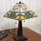 23" White and Aqua Stained Glass Two Light Mission Style Table Lamp By Homeroots | Table Lamps | Modishstore - 5