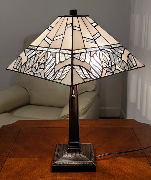 23" Stained Glass Leafy Vintage Two Light Mission Style Table Lamp By Homeroots | Table Lamps | Modishstore