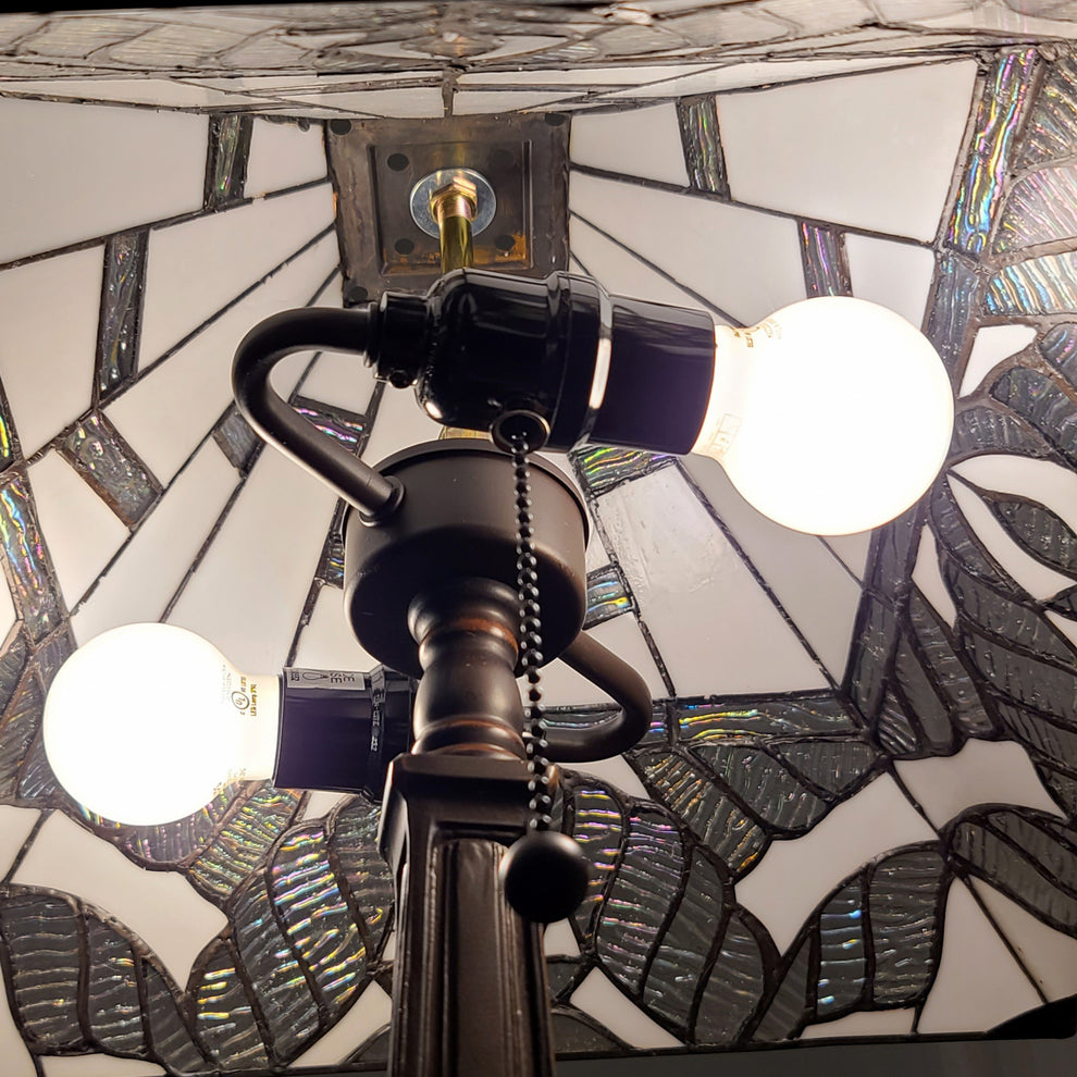 23" Stained Glass Leafy Vintage Two Light Mission Style Table Lamp By Homeroots | Table Lamps | Modishstore - 5