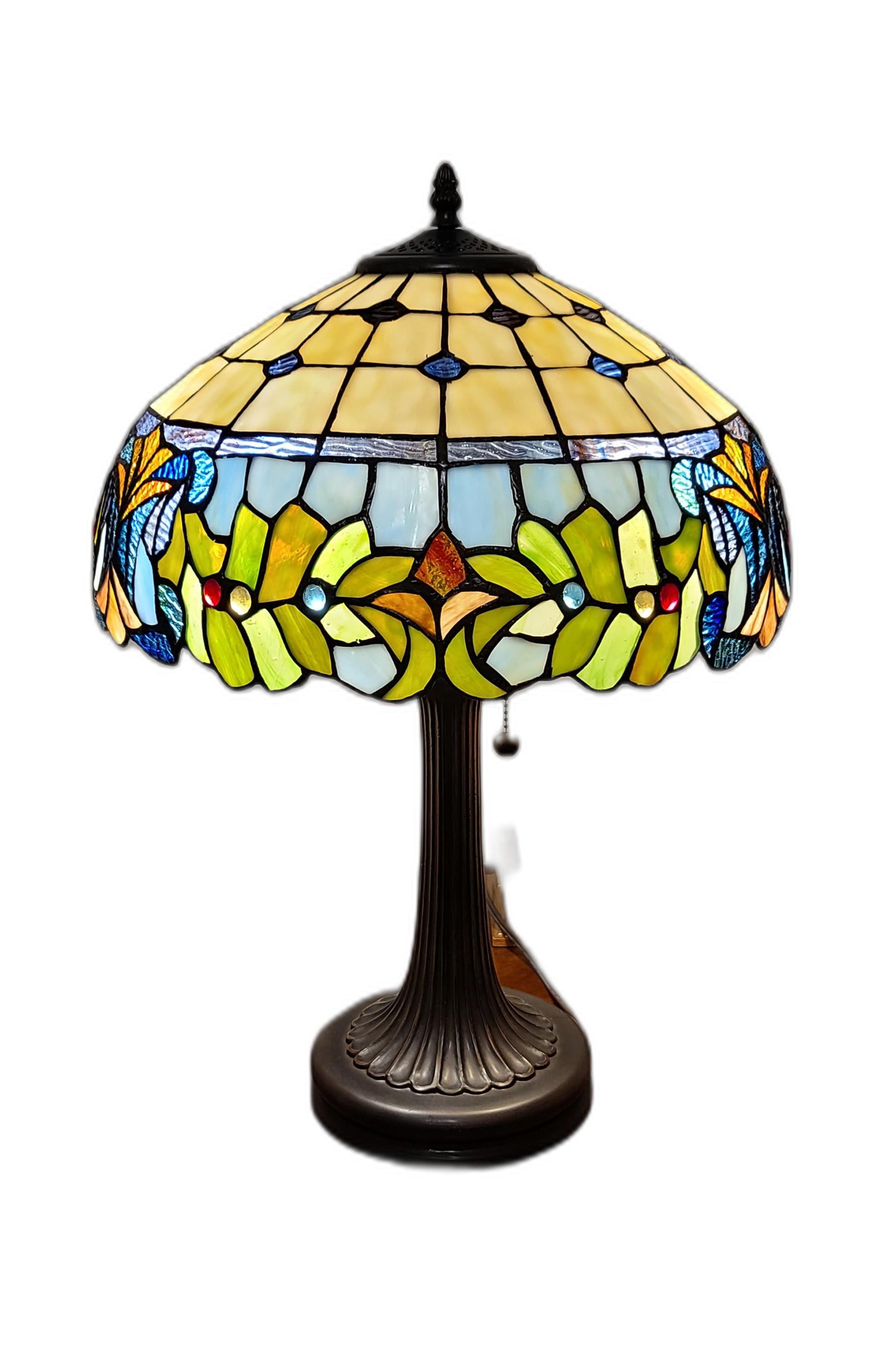 23" Stained Glass Two Light Jeweled Floral Accent Table Lamp By Homeroots | Table Lamps | Modishstore - 9