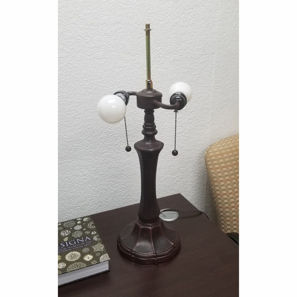 23" Stained Glass Two Light Vintage Antique Table Lamp By Homeroots | Table Lamps | Modishstore - 5