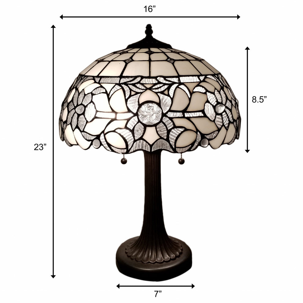 23" Stained Glass Two Light Jeweled Vintage Accent Table Lamp By Homeroots | Table Lamps | Modishstore - 4