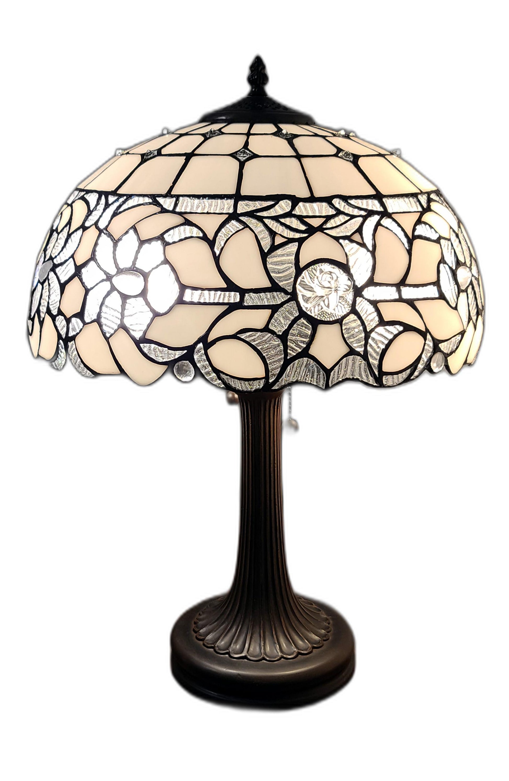 23" Stained Glass Two Light Jeweled Vintage Accent Table Lamp By Homeroots | Table Lamps | Modishstore - 7