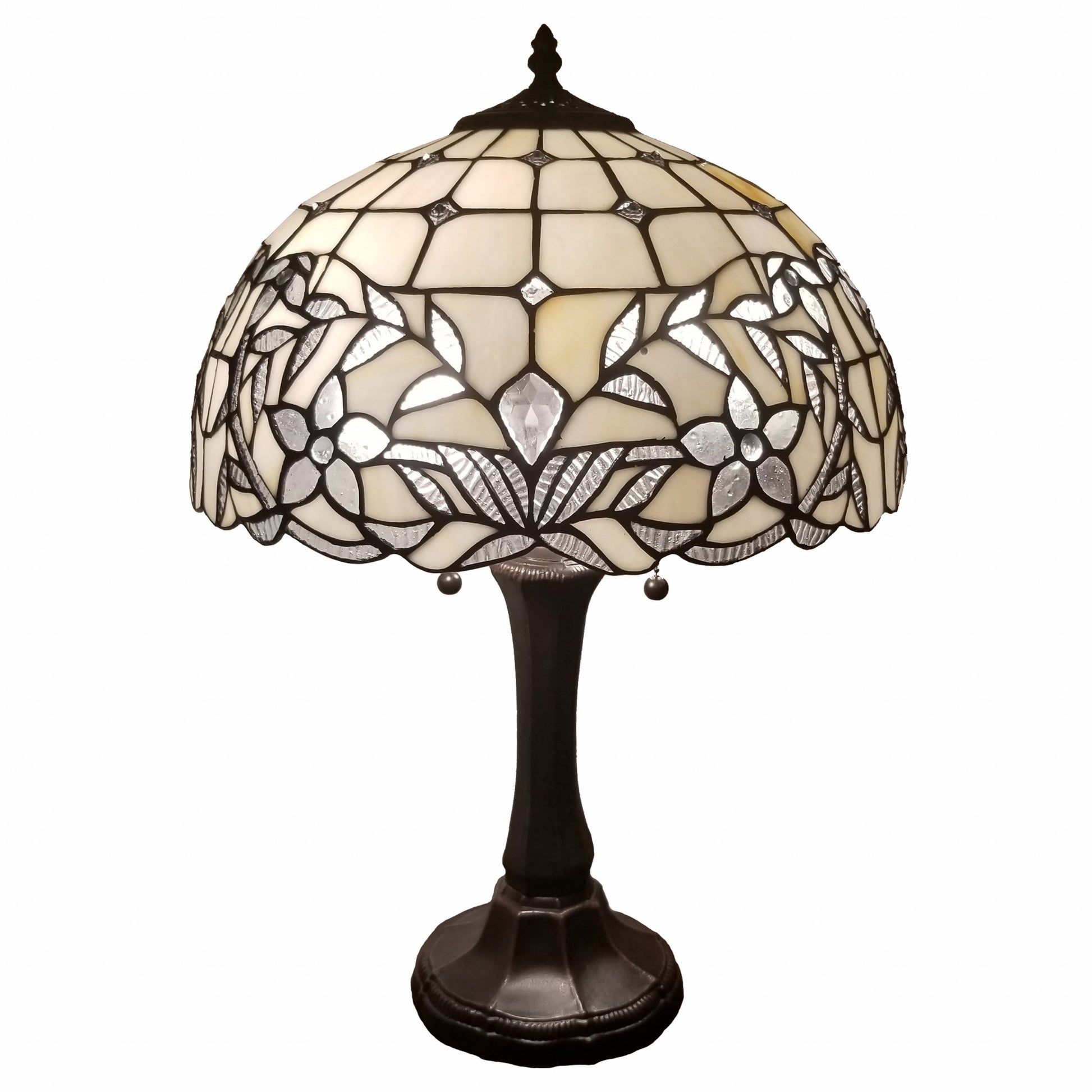 23" Stained Glass Two Light Flowery Vintage Accent Table Lamp By Homeroots | Table Lamps | Modishstore