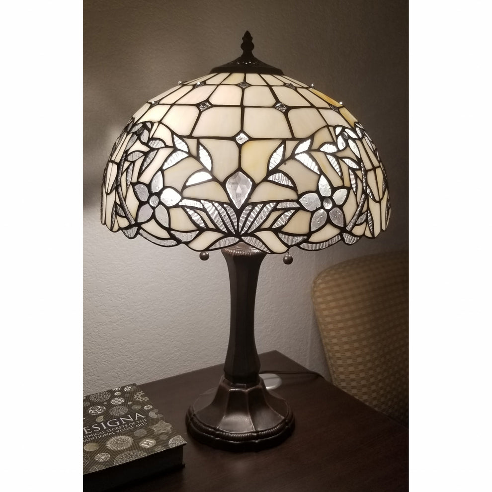 23" Stained Glass Two Light Flowery Vintage Accent Table Lamp By Homeroots | Table Lamps | Modishstore - 3