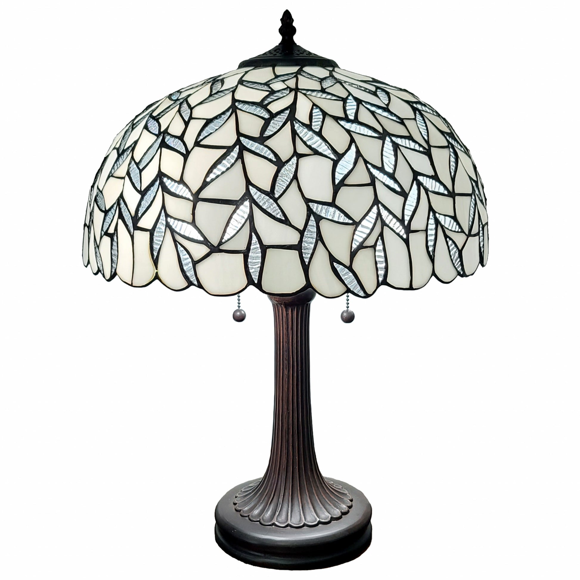 24" Stained Glass Leafy Vintage Accent Table Lamp By Homeroots | Table Lamps | Modishstore