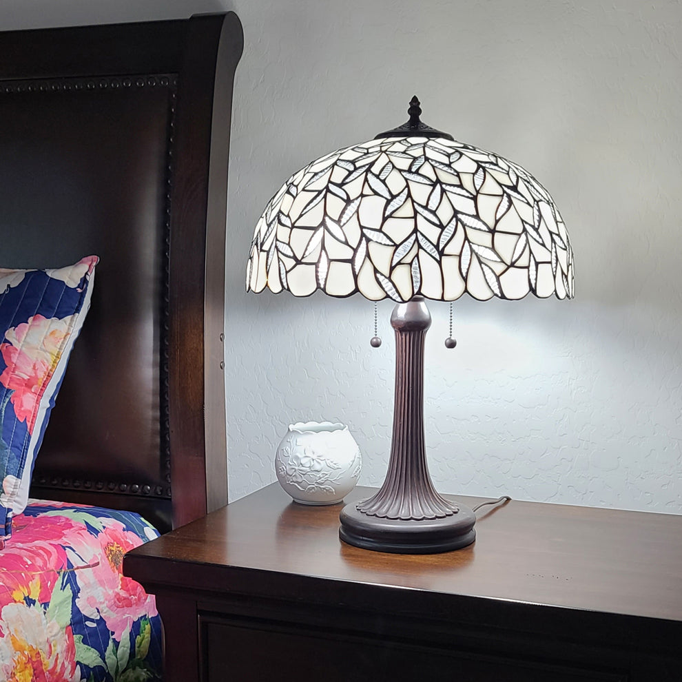 24" Stained Glass Leafy Vintage Accent Table Lamp By Homeroots | Table Lamps | Modishstore - 3