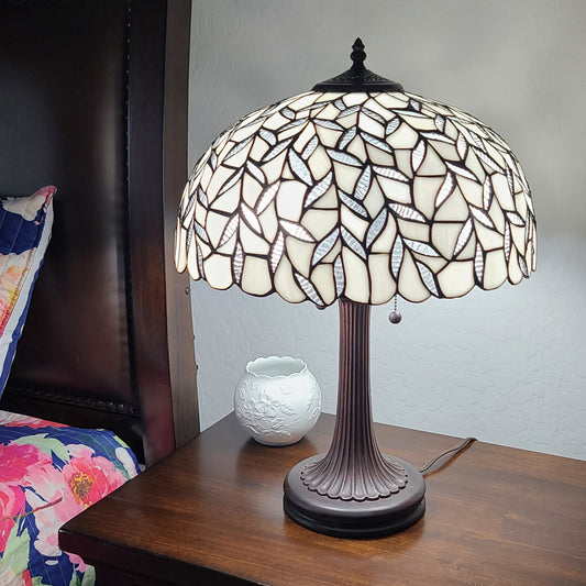 24" Stained Glass Leafy Vintage Accent Table Lamp By Homeroots | Table Lamps | Modishstore