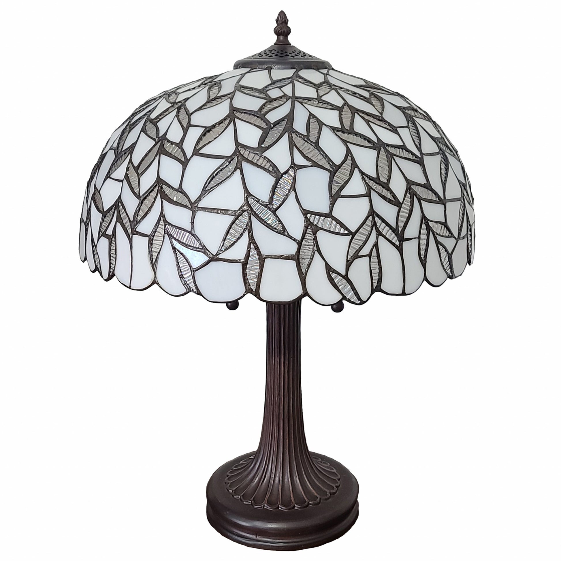 24" Stained Glass Leafy Vintage Accent Table Lamp By Homeroots | Table Lamps | Modishstore - 4