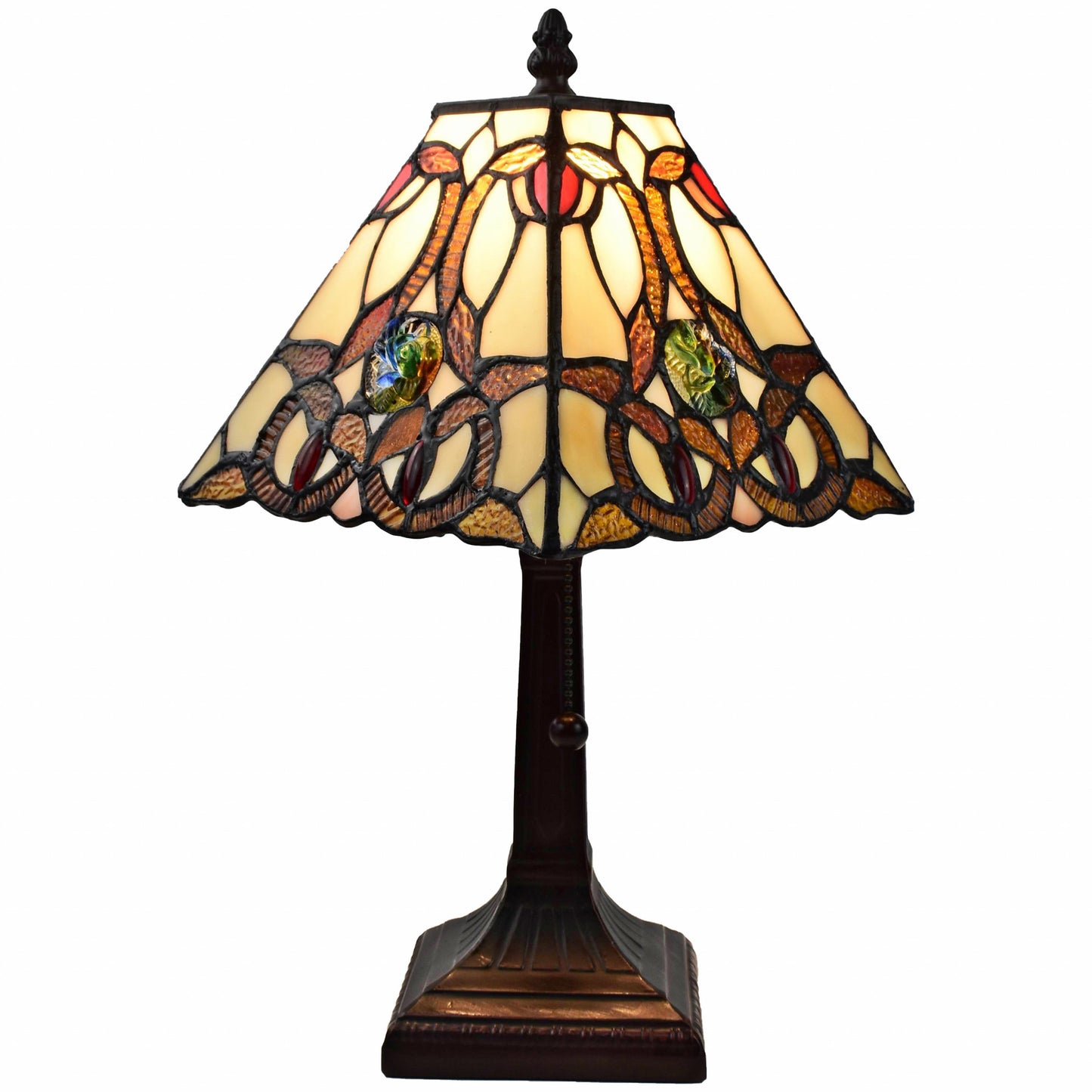 15" Tiffany Style Vintage Abstract Brown Table Lamp By Homeroots | Table Lamps | Modishstore