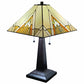 23" Stained Glass Pyramid Style Two Light Mission Style Table Lamp By Homeroots | Table Lamps | Modishstore