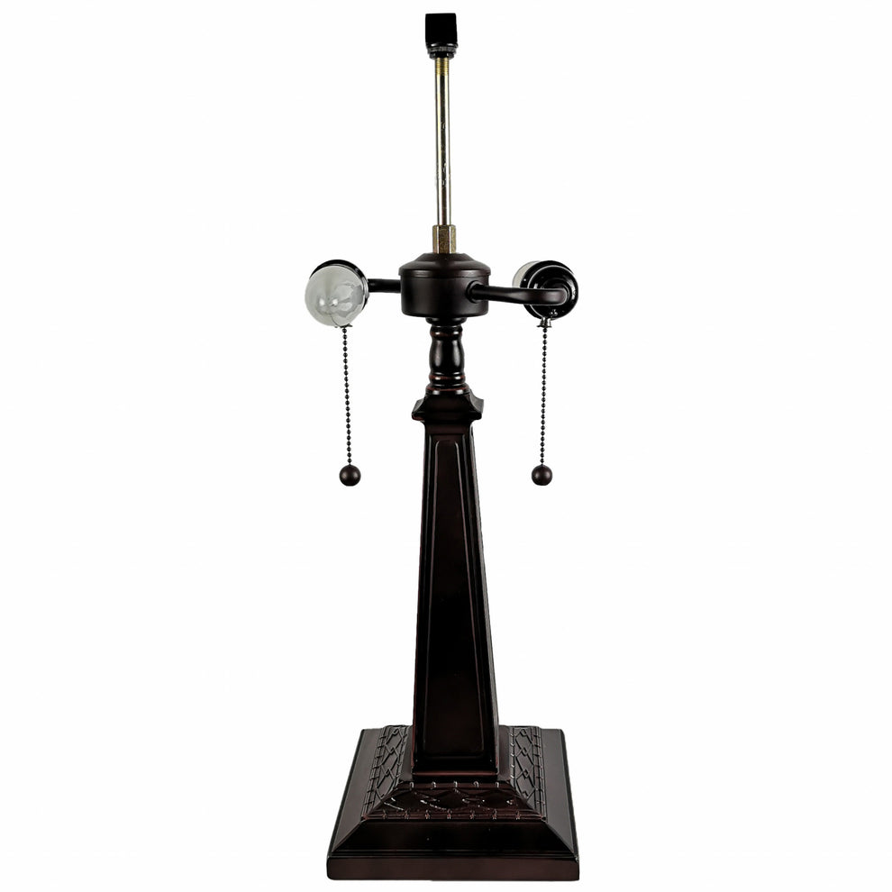 23" Stained Glass Handcrafted Pyramid Style Two Light Mission Style Table Lamp By Homeroots | Table Lamps | Modishstore - 6